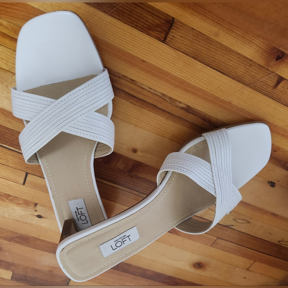 Ann Taylor LOFT White LEATHER Sandals